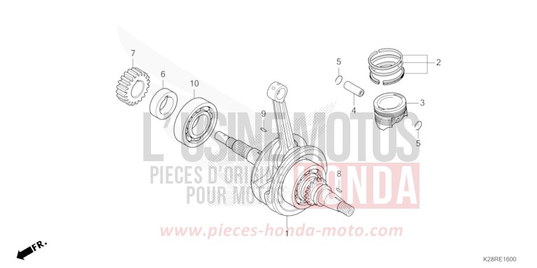 VILEBREQUIN/PISTON de CRF125F "Petites Roues" EXTREME RED (R292) 2025